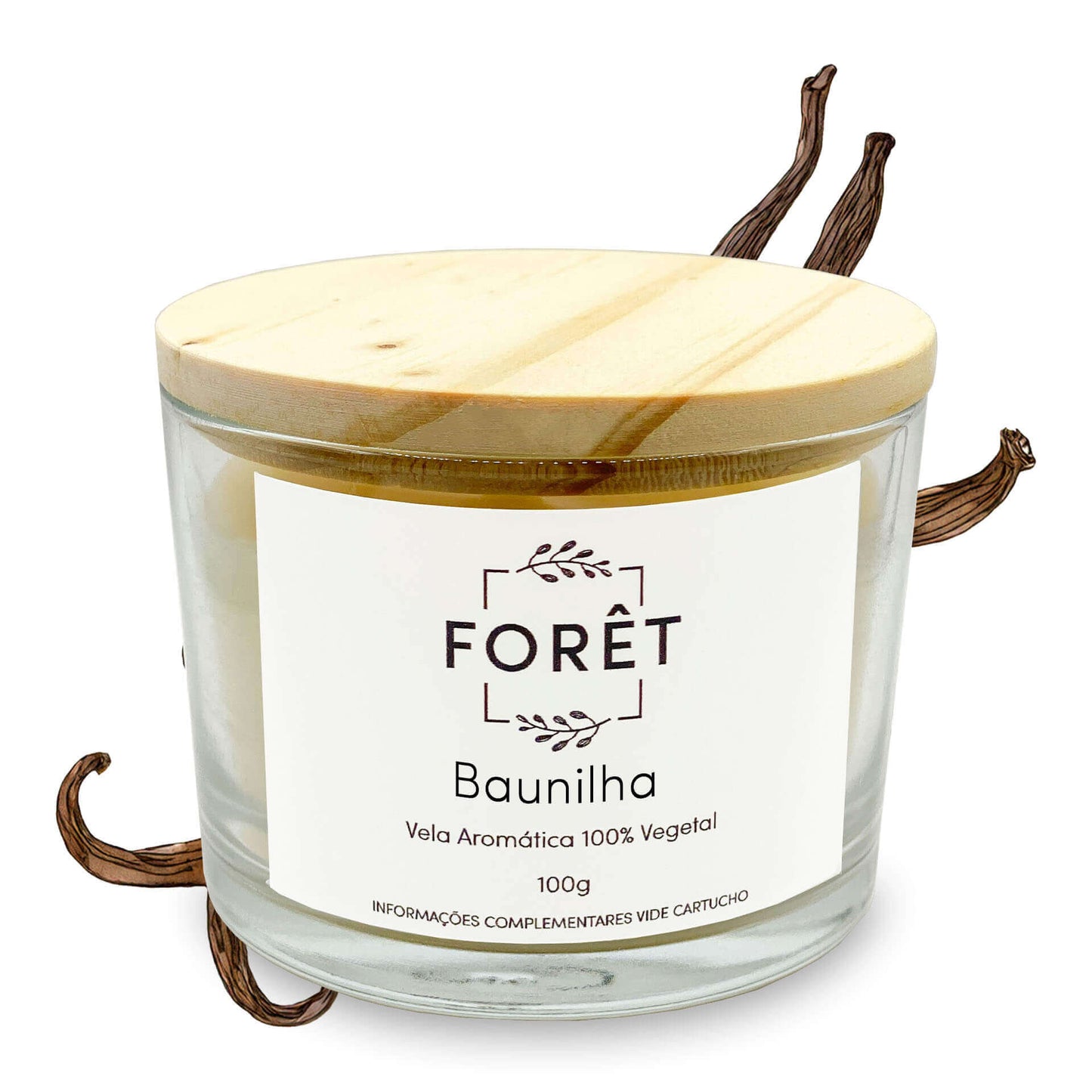 100g Vela Aromática Baunilha Forêt Vela Perfumada